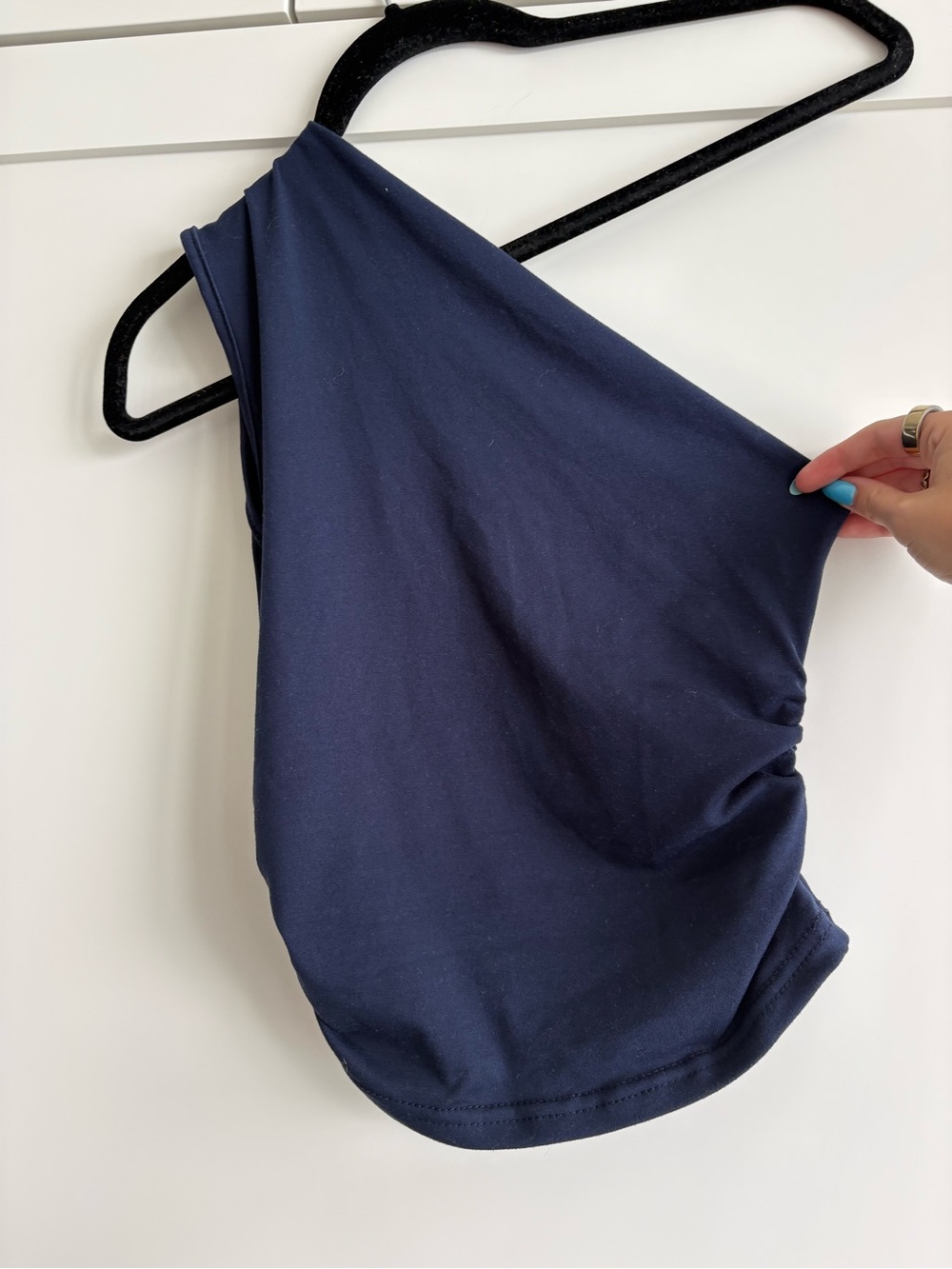 Navy One-Shoulder Tank Top